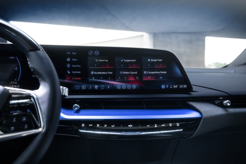 The 2026 OPTIQ-V Display Screen Displaying the V-Mode Settings | Ben Mynatt Cadillac in Concord NC