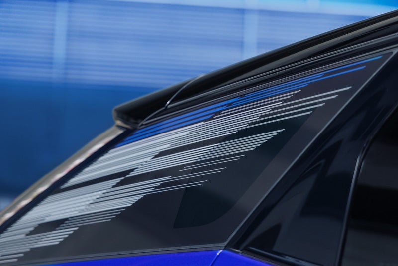 Close-up of the Modern Pattern on the 2026 OPTIQ-V Rear Quarter Glass | Ben Mynatt Cadillac in Concord NC